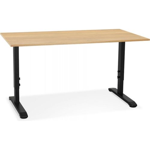 Höhenverstellbarer Schreibtisch aus Naturholz und Metall | Ergonomischer Arbeitstisch mit Höhenverstellung | Stehschreibtisch mit Butterfly System | Kadima Design