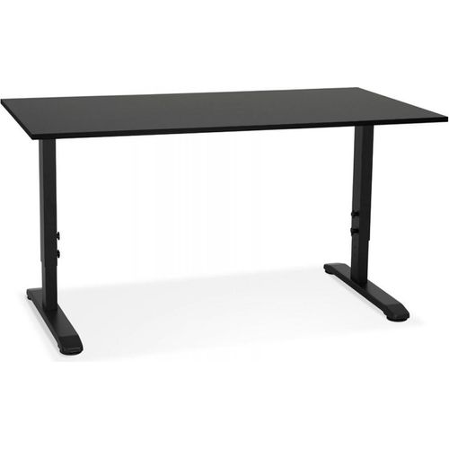 Höhenverstellbarer Schreibtisch aus Holz Metall | Ergonomischer Arbeitsplatz für Sitz Stehpositionen | Schwarzer Computertisch mit Verstellsystem | Kadima Design