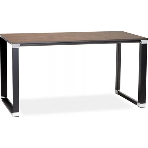 Schreibtisch aus Holz und Metall | Bürotisch mit Walnuss-Finish und Stahlakzenten | Designer Arbeitstisch im Industrie-Look | Modern Geradlinig | Kadima Design