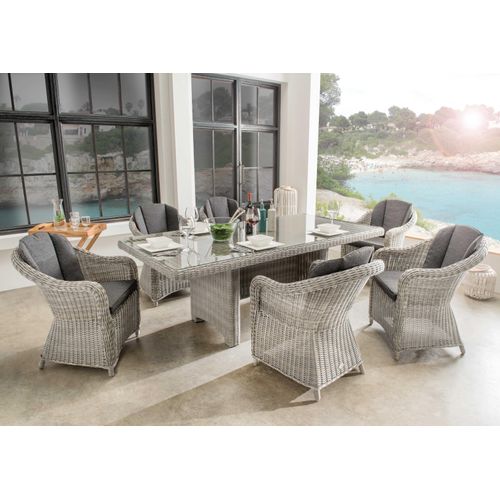 Destiny MALAGA LUNA Essgruppe 6 Se + Tisch 200x100x75cm vintage weiß