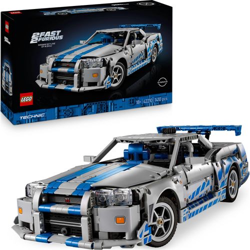 LEGO Technic 2 Fast 2 Furious Nissan Skyline GT-R R34 Automodell-Bauset für Erwachsene - mit Driftfunktion, Lenkung, Federung und 6-Zylinder-Motor - Sammlergeschenk für Fans - 42210