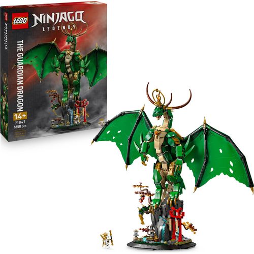 LEGO NINJAGO Wächterdrache Bauset - Mit Drachenfigur, Meister Wu Minifigur & Ständer – Bauspielset für Jungen ab 14 Jahren & Teenager 71847