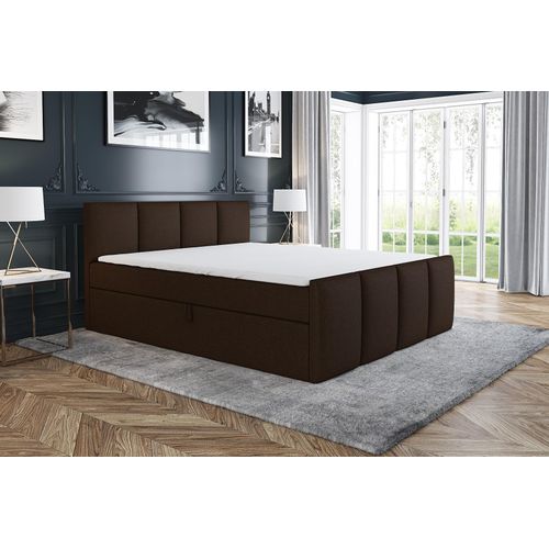 Boxspringbett ECOS 200 x 200 mit 2 Bettkästen, Bonell-Matratze und Topper. Farbe: Braun