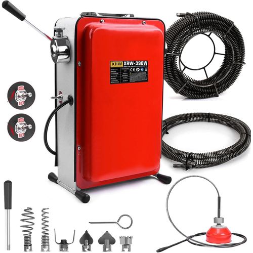 390W 450U/min Elektrische Rohrreinigungsmaschine für Ø20-100mm Rohrleitungen Rohrreinigungsspirale 8/16mm Rohrreinigungsgerät Rohrreiniger Drain Clean