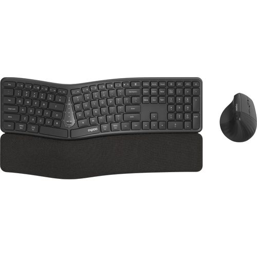 Rapoo 8810ME kabellose ergonomische Tastatur und Maus-Set dunkelgrau