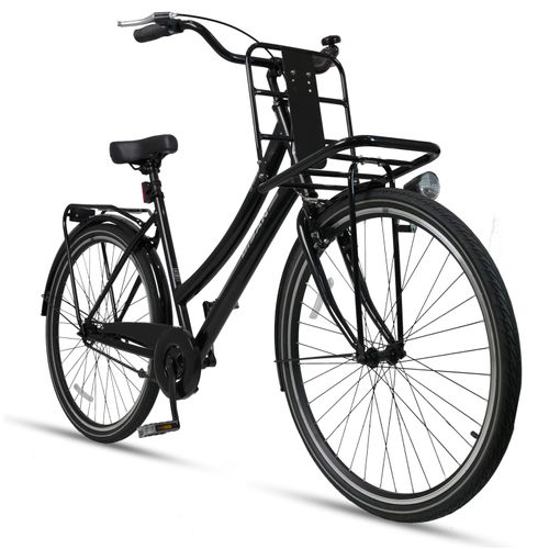 Bisan FLUANTE C, Schwarz, City Bike 29 Zoll, 700C, mit Korbhalterung, Fahrrad, Stadtrad