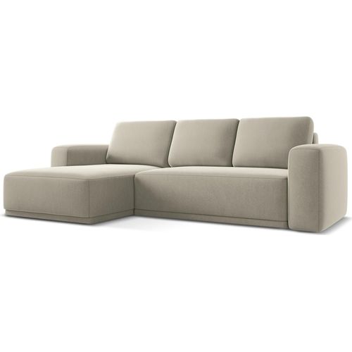 Ecksofa mit Schlaffunktion - Ecke Links - Samt - Perle - KAILA