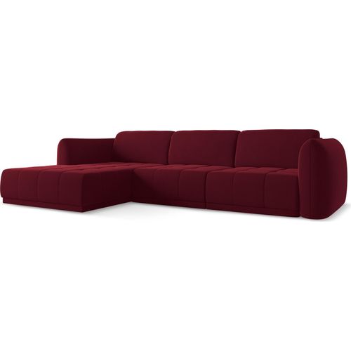 Ecksofa - Ecke Links - Samt - Burgund - HOKU