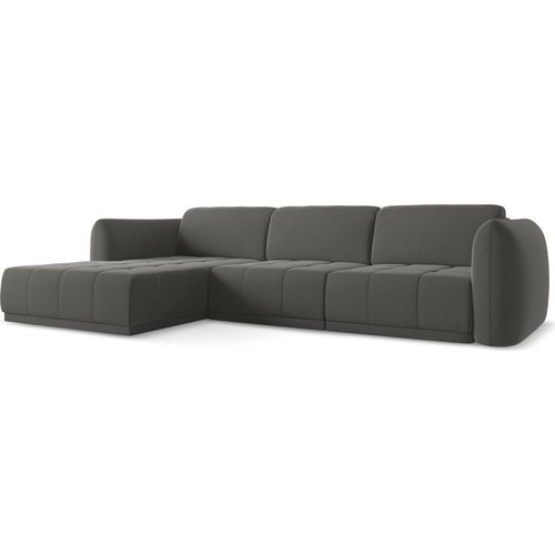 Ecksofa - Ecke Links - Samt - Stahl - HOKU