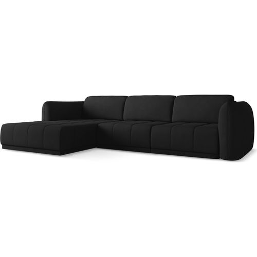 Ecksofa - Ecke Links - Chenille - Schwarz - HOKU