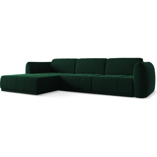 Ecksofa - Ecke Links - Samt - Flaschengrün - HOKU