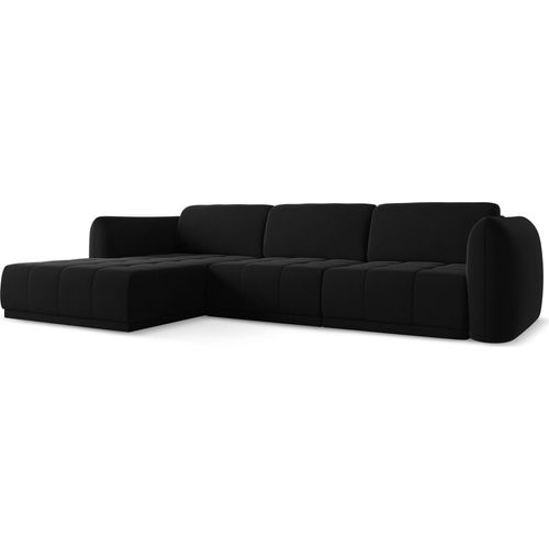Ecksofa - Ecke Links - Samt - Schwarz - HOKU