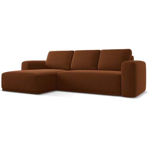 Ecksofa mit Schlaffunktion - Ecke Links - Samt - Terrakotta - KAILA