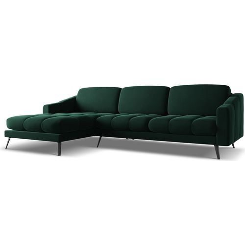 Ecksofa - Ecke Links - Samt - Flaschengrün - NALU