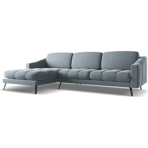 Ecksofa - Ecke Links - Samt - Hellblau - NALU