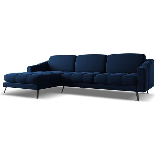 Ecksofa - Ecke Links - Samt - Königsblau - NALU