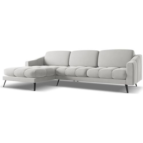 Ecksofa - Ecke Links - Samt - Silber - NALU