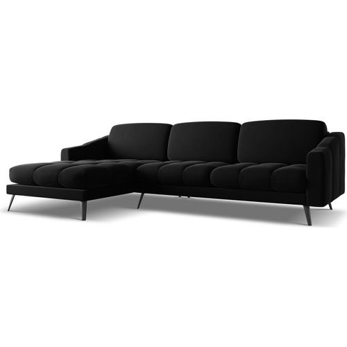 Ecksofa - Ecke Links - Samt - Schwarz - NALU