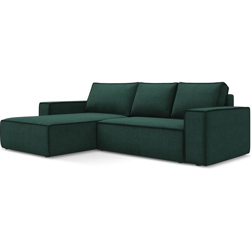 3-Sitzer Ecksofa mit Schlaffunktion - Ecke Links - Strukturstoff - Flaschengrün - KIMO