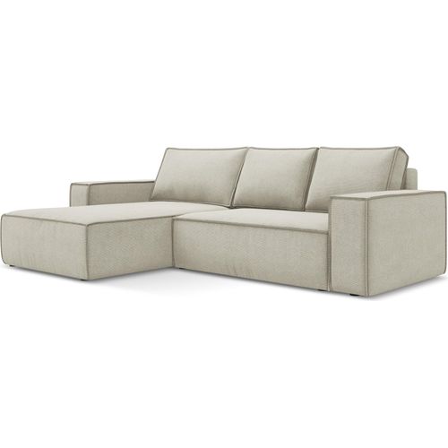 3-Sitzer Ecksofa mit Schlaffunktion - Ecke Links - Strukturstoff - Hell beige - KIMO
