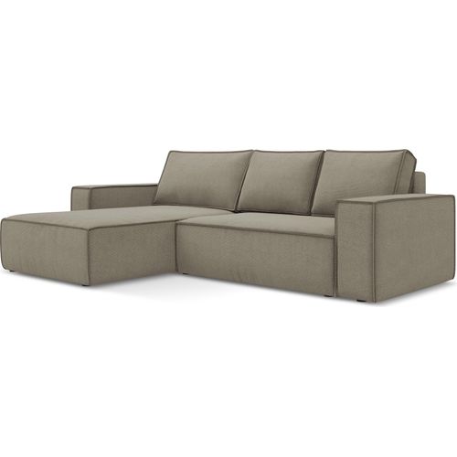3-Sitzer Ecksofa mit Schlaffunktion - Ecke Links - Strukturstoff - Dunkelbeige - KIMO
