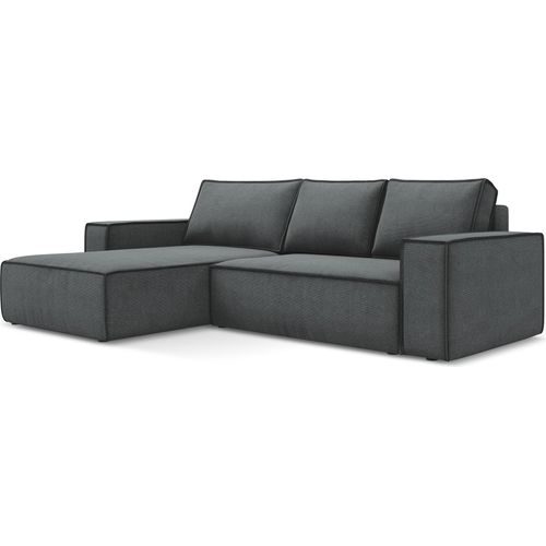 3-Sitzer Ecksofa mit Schlaffunktion - Ecke Links - Strukturstoff - Grau - KIMO