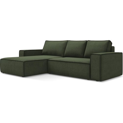 3-Sitzer Ecksofa mit Schlaffunktion - Ecke Links - Strukturstoff - Olive - KIMO