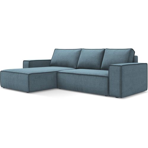 3-Sitzer Ecksofa mit Schlaffunktion - Ecke Links - Strukturstoff - Hellblau - KIMO