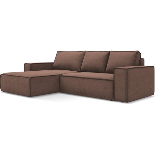 3-Sitzer Ecksofa mit Schlaffunktion - Ecke Links - Strukturstoff - Puderrosa - KIMO