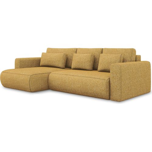 3-Sitzer Ecksofa mit Schlaffunktion - Ecke Links - Strukturstoff - Senf - KAPUA