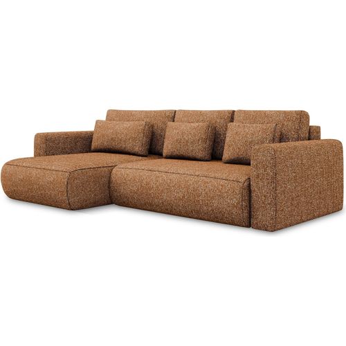 3-Sitzer Ecksofa mit Schlaffunktion - Ecke Links - Strukturstoff - Terrakotta - KAPUA