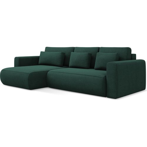 3-Sitzer Ecksofa mit Schlaffunktion - Ecke Links - Strukturstoff - Flaschengrün - KAPUA