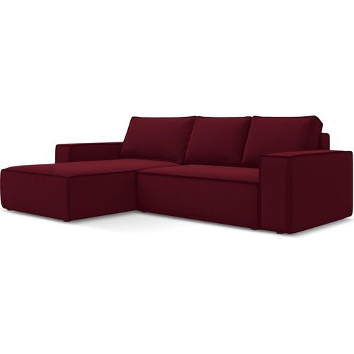 3-Sitzer Ecksofa mit Schlaffunktion - Ecke Links - Samt - Burgund - KIMO