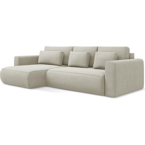 3-Sitzer Ecksofa mit Schlaffunktion - Ecke Links - Strukturstoff - Hell beige - KAPUA