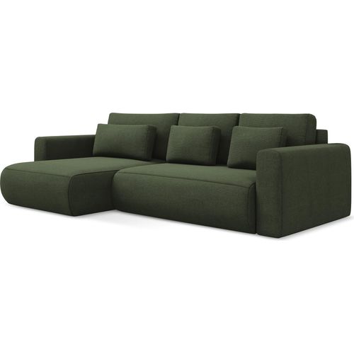 3-Sitzer Ecksofa mit Schlaffunktion - Ecke Links - Strukturstoff - Olive - KAPUA