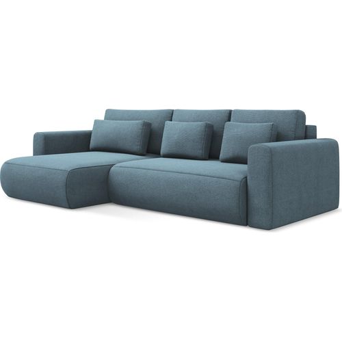 3-Sitzer Ecksofa mit Schlaffunktion - Ecke Links - Strukturstoff - Hellblau - KAPUA