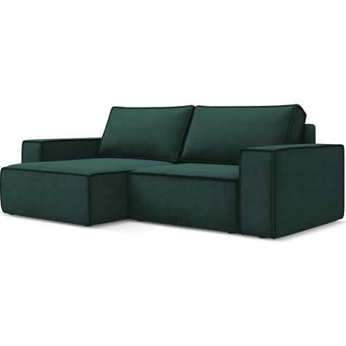 2-Sitzer Ecksofa mit Schlaffunktion - Ecke Links - Strukturstoff - Flaschengrün - KIMO