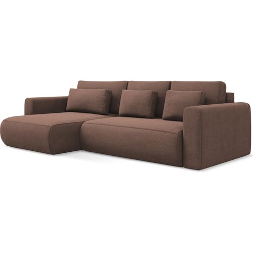 3-Sitzer Ecksofa mit Schlaffunktion - Ecke Links - Strukturstoff - Puderrosa - KAPUA