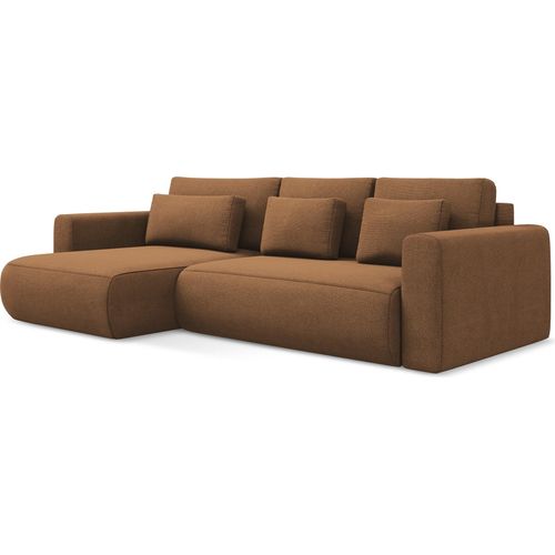 3-Sitzer Ecksofa mit Schlaffunktion - Ecke Links - Strukturstoff - Terrakotta dunkel - KAPUA