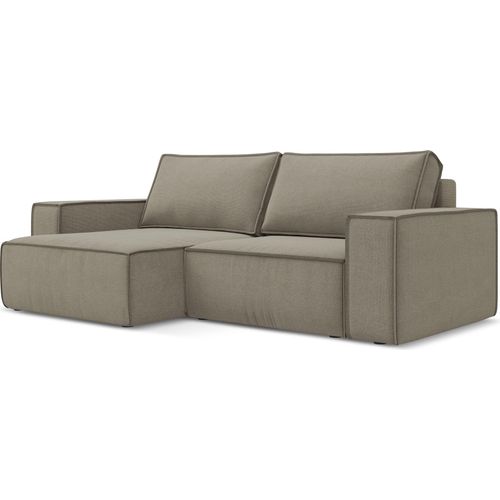 2-Sitzer Ecksofa mit Schlaffunktion - Ecke Links - Strukturstoff - Dunkelbeige - KIMO
