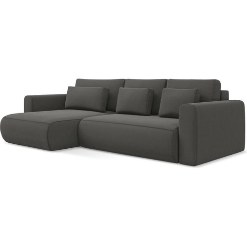 3-Sitzer Ecksofa mit Schlaffunktion - Ecke Links - Samt - Stahl - KAPUA