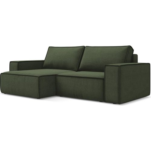 2-Sitzer Ecksofa mit Schlaffunktion - Ecke Links - Strukturstoff - Olive - KIMO