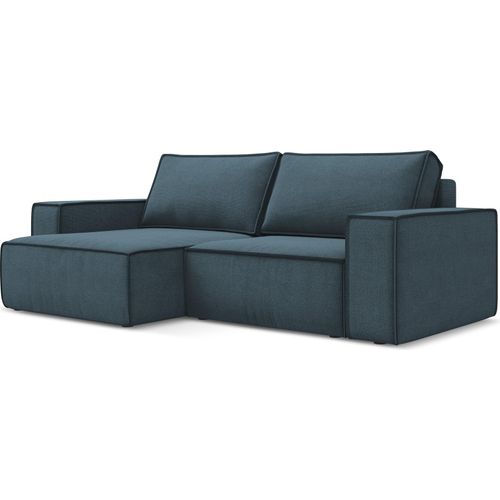 2-Sitzer Ecksofa mit Schlaffunktion - Ecke Links - Strukturstoff - Jeans - KIMO