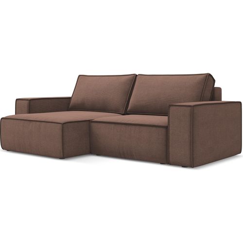 2-Sitzer Ecksofa mit Schlaffunktion - Ecke Links - Strukturstoff - Puderrosa - KIMO