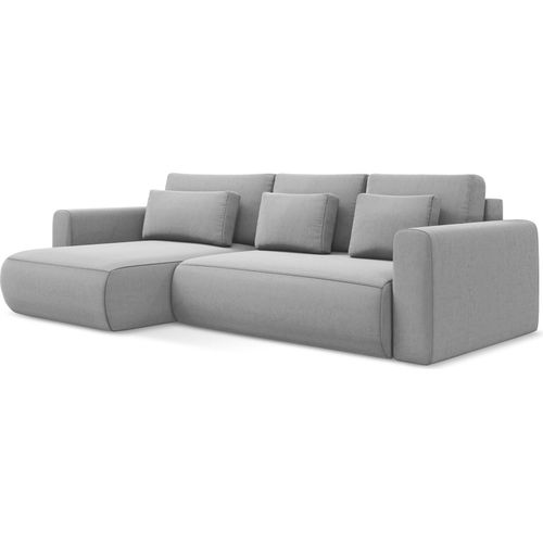 3-Sitzer Ecksofa mit Schlaffunktion - Ecke Links - Samt - Grau - KAPUA