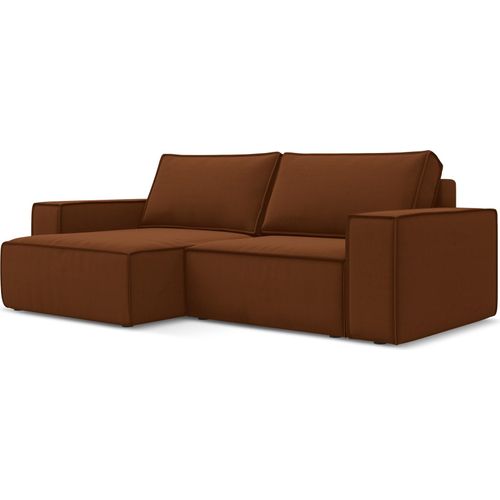 2-Sitzer Ecksofa mit Schlaffunktion - Ecke Links - Samt - Terrakotta - KIMO