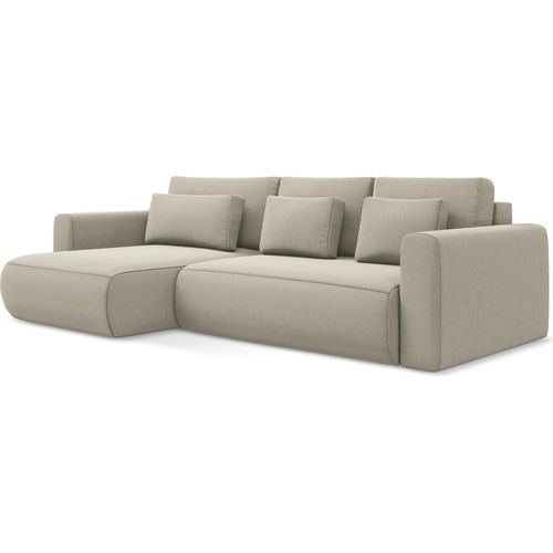 3-Sitzer Ecksofa mit Schlaffunktion - Ecke Links - Samt - Perle - KAPUA