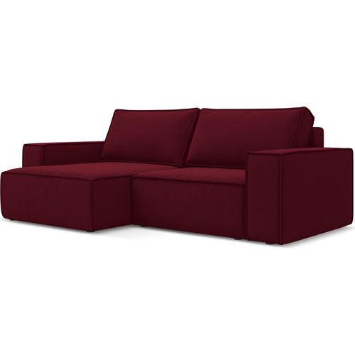 2-Sitzer Ecksofa mit Schlaffunktion - Ecke Links - Samt - Burgund - KIMO