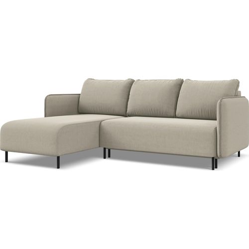Ecksofa mit Schlaffunktion - Ecke Links - Samt - Perle - LUANA