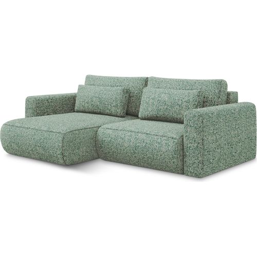 2-Sitzer Ecksofa mit Schlaffunktion - Ecke Links - Strukturstoff - Hellgrün - KAPUA